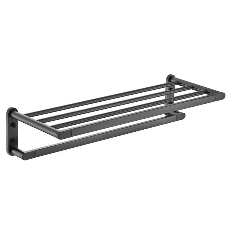 Modern Luxury Gunmetal Bathroom Towel Rack Set Flat Tube Hardware Suite Hotel Home Renovation