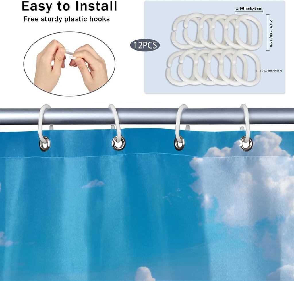 Pardick Shower Curtain, Beach Flamingo Waterproof Shower Curtain Set with 12 Hooks, Polyester Fabric Shower Curtains for Bathroo