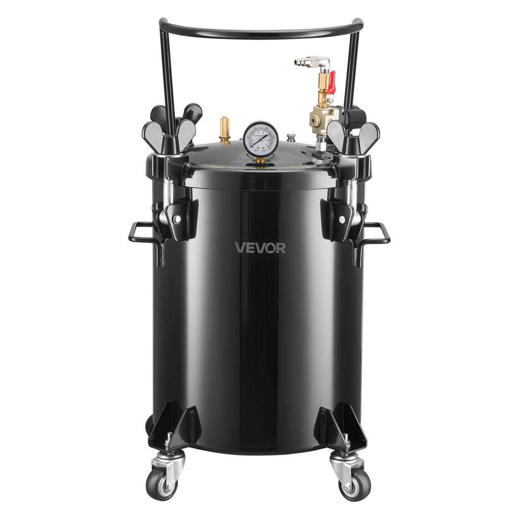 VEVOR Pressure Pot Tank, 30 L Heavy Duty Steel Pressure Pot Tank with Three Quick-Connect Couplers for Home Use, DIY, Art Creations