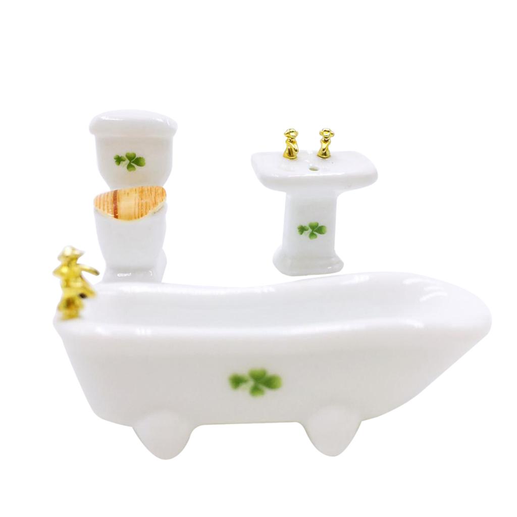 1/12 Dollhouse Miniature Porcelain Bathroom Set Ceramic