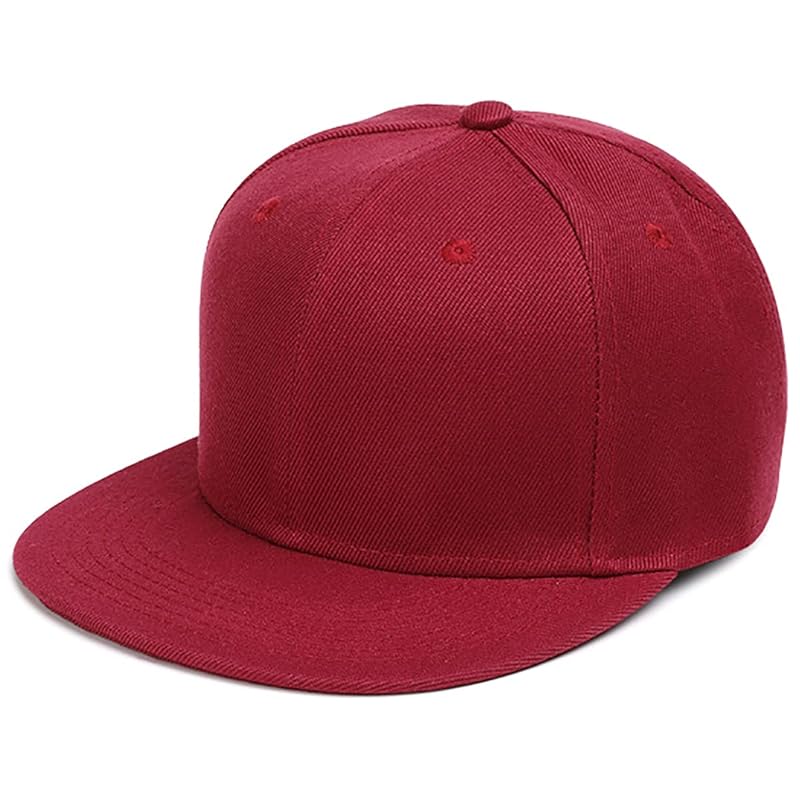 

[Spargel] flat brim cap men s simple Plain color snapback hat baseball cap (wine red)