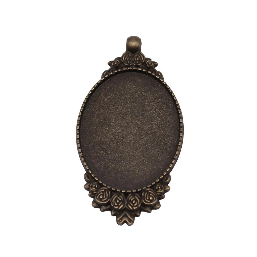 Antique Ornate Oval Bezel Pendant Base For Jewelry Making Fit 30x40mm Blank Tray