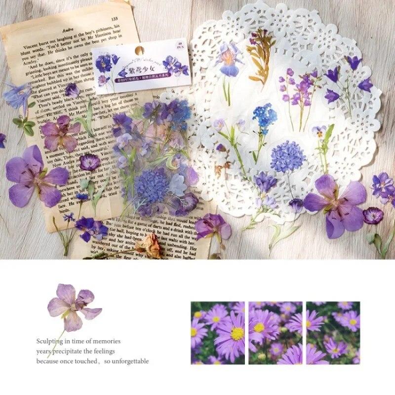 Artistic Beautiful Nature Plants Flowers Grass Series PET Hand Book Stickers Retro Scrapbook Notebook DIY Decoration for Girl