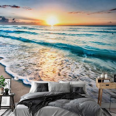 Nordic Ocean Beach Wallpaper 3d Children's Room Background Coconut Tree Wall Mural Living Room Sofa Tv Bedroom Home Decor
