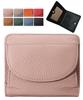 Green Pachira Women's Bifold Mini Wallet, Genuine Leather, Compact, Box-Shaped, with Coin Purse, Small Mini Wallet, Minimalist (Pink)