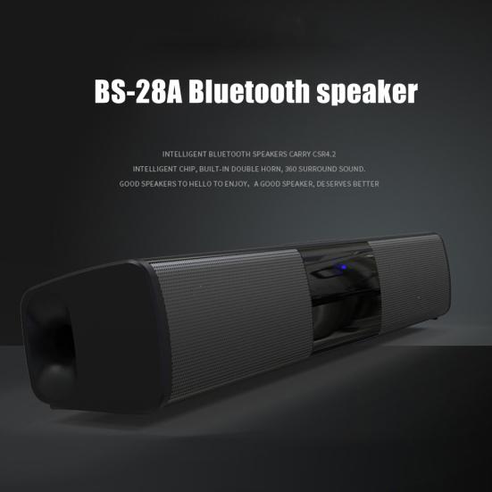 BS-28A Tragbarer Bluetooth-kompatibler Stereo-Lautsprecher UKW-Radio TF-Karte Heimkino-Soundbar