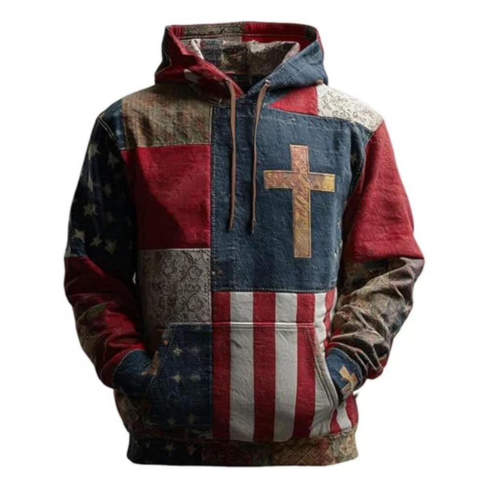 European American Style Hoodie Spring Vintage Cross Pattern 3d Print Hoodie Women Fasual Streetwear Sweatshirt Men Clothes Top