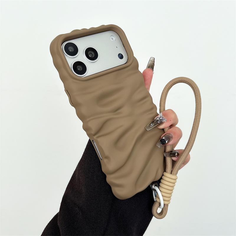 Solid Cream Texture Case with Lanyard for iPhone 16 Pro Max/Apple 17/14/15