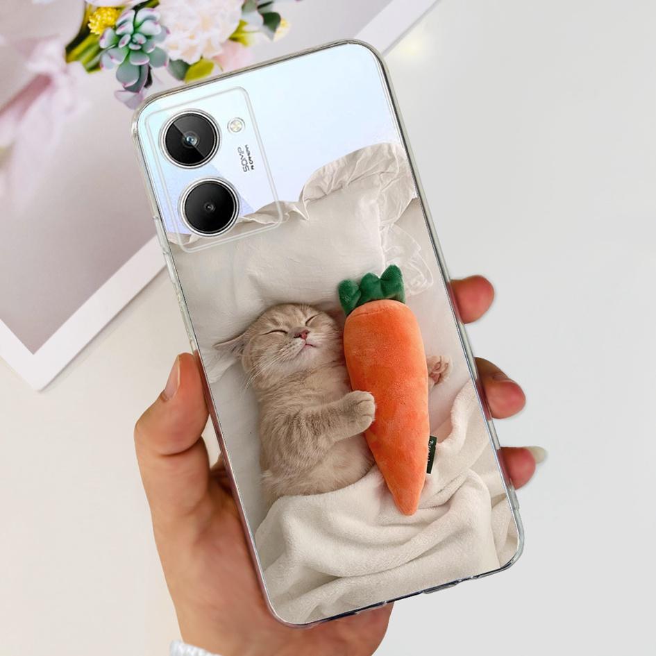 For Realme 10 Case RMX3630 Back Cover Cute Panda Cartoon Slim Soft Clear Silicone Phone Case For Realme 10 Pro Plus RMX3687 Capa