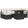 Ensemble de 7 Pièces de Canapés de Jardin avec Coussins Noir Rattan Poly, Canapé de Jardin 2 Places avec Coussins Noir 3359995