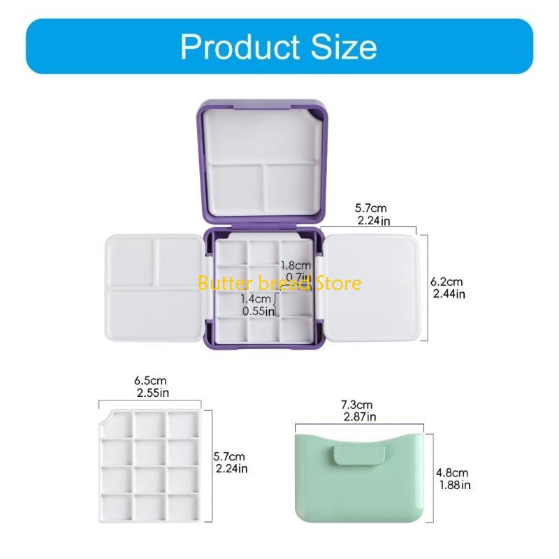 W89C Watercolor Paint Palette with Paint Brush Washer 12 Well Folding Paint Palette Case Portable Acrylics Paint Palette Box