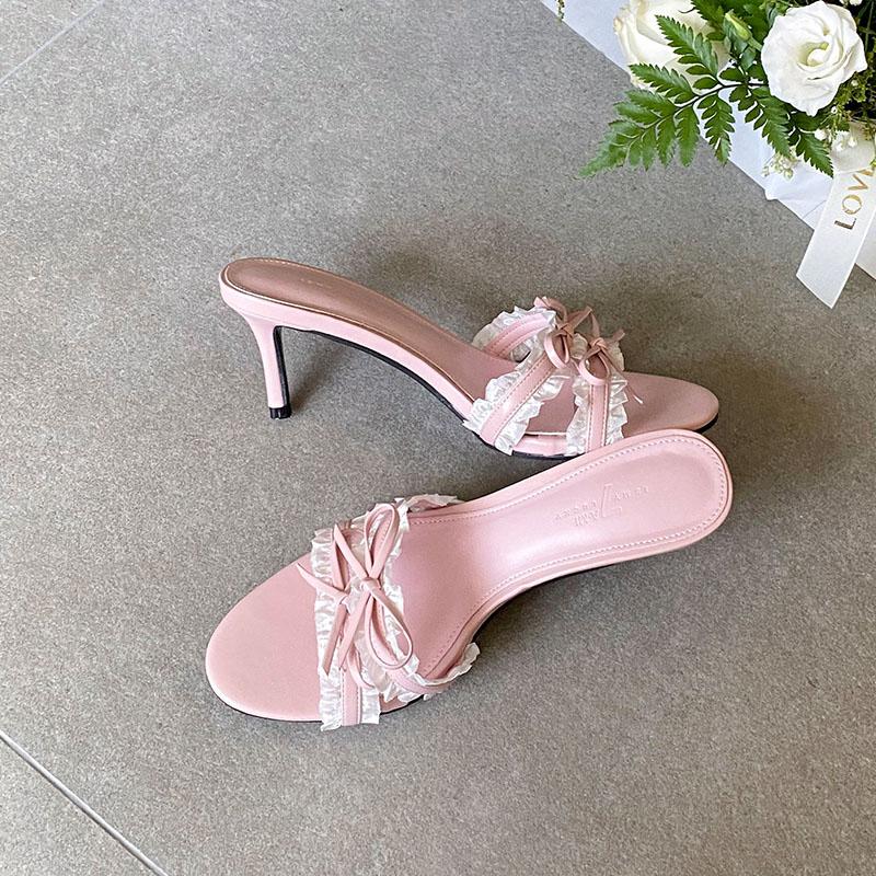 

Мода Мода Бабочка-узел Женские Тонкие Каблуки Тапочки Обувь Обувь Круглый Носок Женские Тапочки на Каблуке Сандалии Женские Шлепанцы Обувь 37 розовый