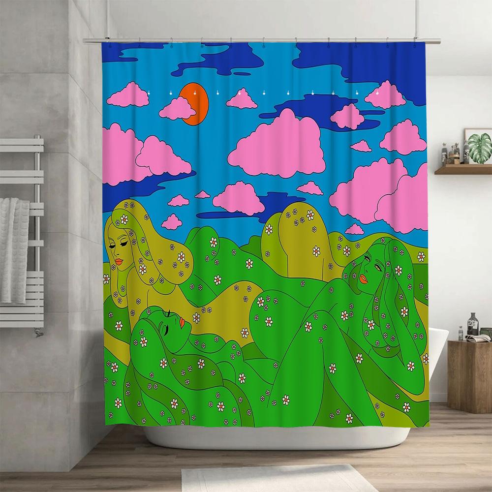 Floral Shower Curtain Botanical Nature Print Waterproof Fabric Bathroom Decor Vintage Farmhouse Style Home Textile Artistic Wall