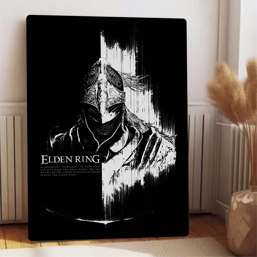 Elden Ring Tarnished Knight Metal Wall Art Gothic Medieval Fantasy Decorative Iron Painting for Game Room Home Decoration