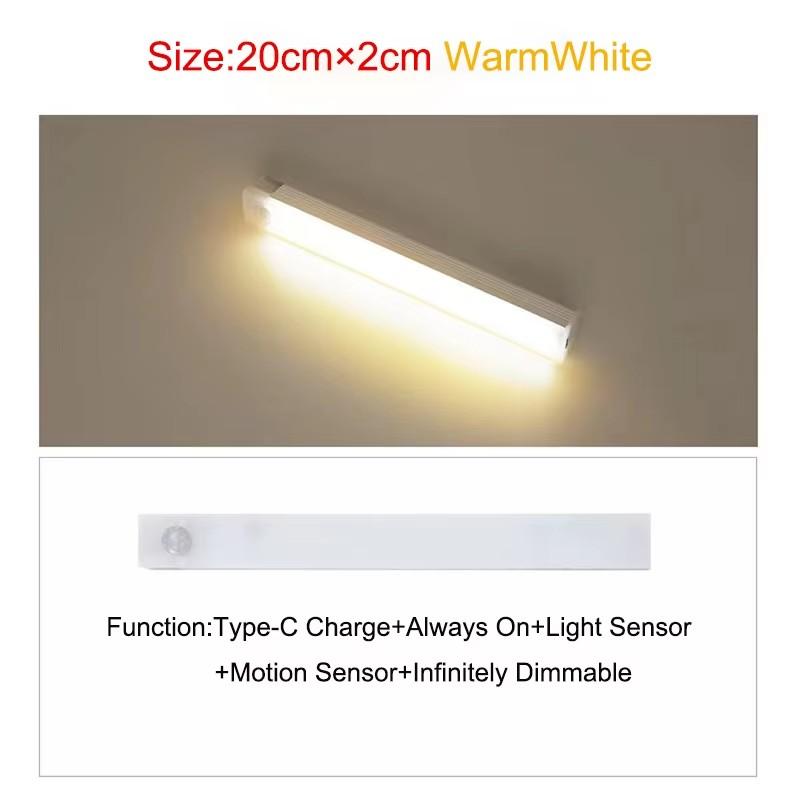 Motion Sensor LED Bar Light Induction Night Light Rechargeable 5V Portable Cordless Magnetic Cabinet Lamp for Kitchen Bedside