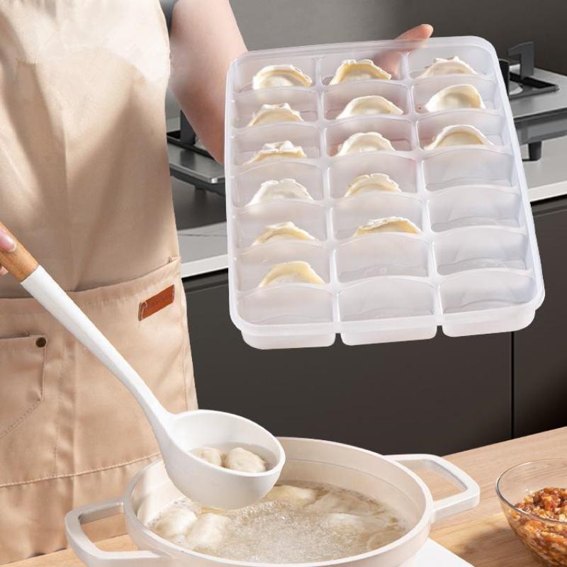 15/21 Grid Kitchen Storage Box Refrigerator Organizer Transparent Reusable Food Containers Tray For Dumpling Wonton
