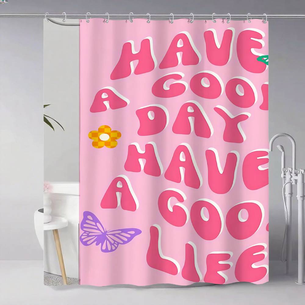Pink Preppy Dopamine Art Bathroom Shower Curtain Shielding Partition Shower Curtain Quick Dry Can Scrubable Light Opaque Bath (as the picture,90x180 cm)