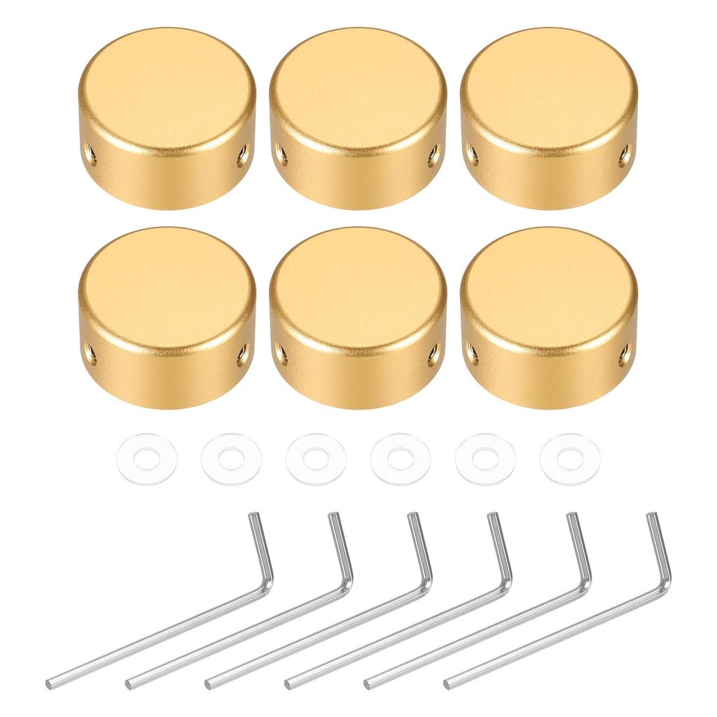 Uxcell 6pcs Footswitch Toppers Guitar Pedal Button Caps Metal Footswitch Top Covers for Inch Guitar Effect Pedal Orange 3/8 Buttons,