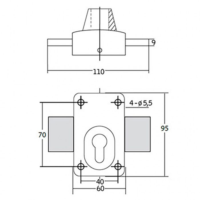 Lock for European Profile Cylinder X5 IFAM - Standard - 2 Entries - Matte - 110mm - Security Level 6