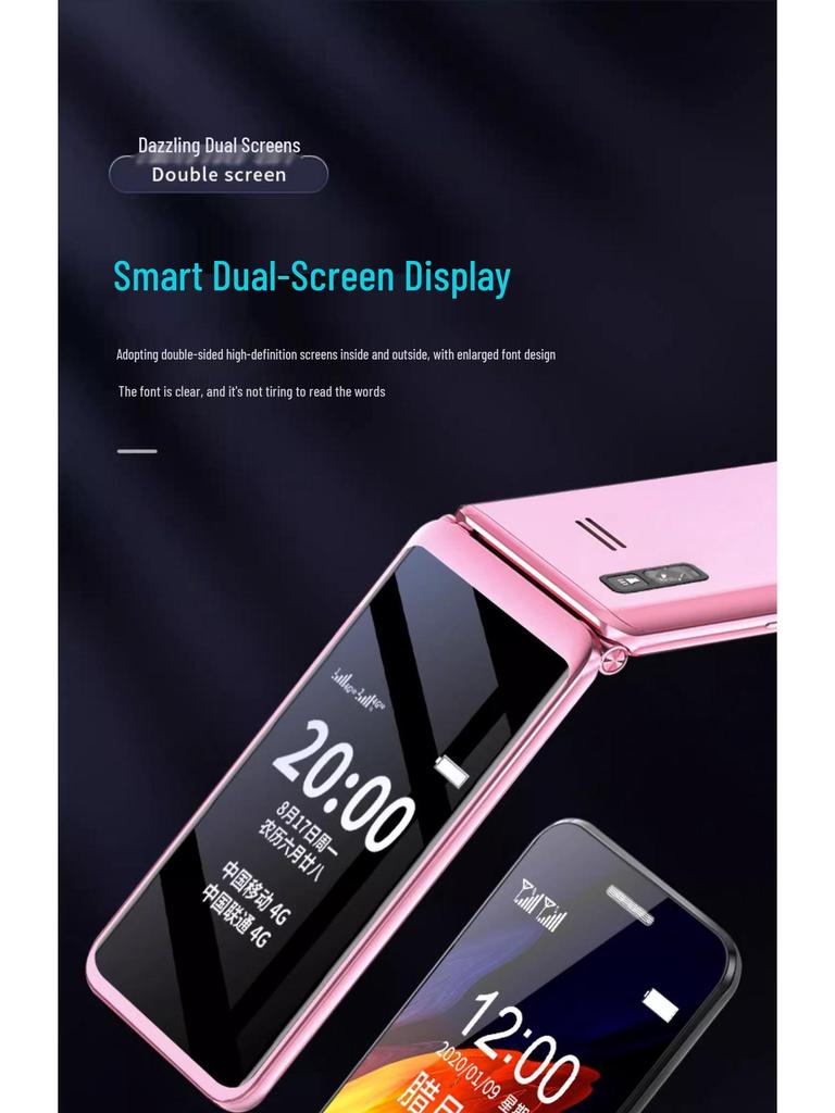 Genuine 4G Flip Phone for Seniors, Non-Smartphone with Large Screen, Super Long Standby, 5G Compatible
