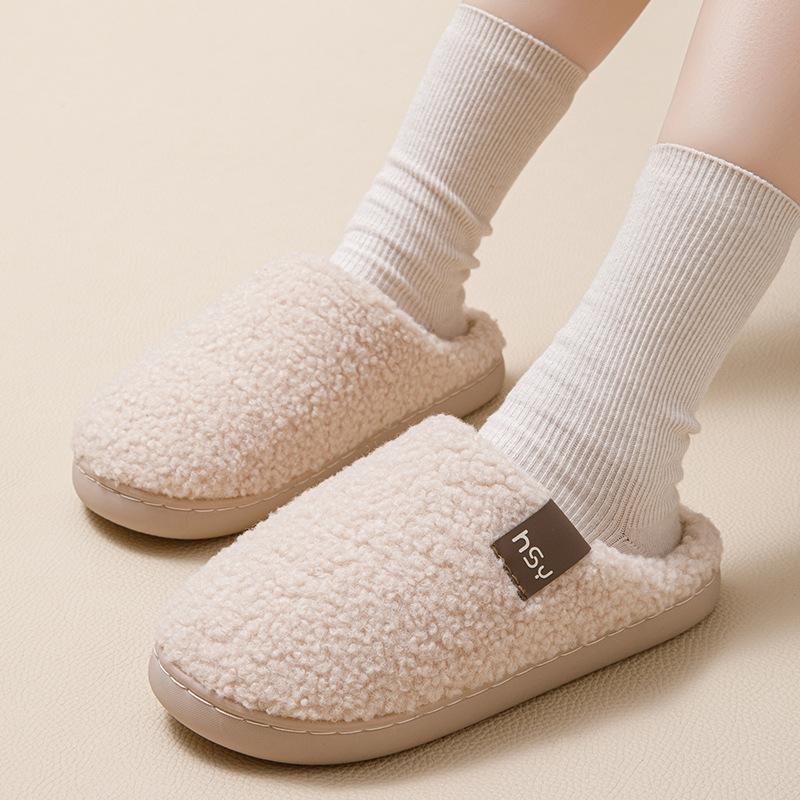 New 10,000 cotton slippers winter home indoor warm non-slip thickened outer wear couple fluffy slippers