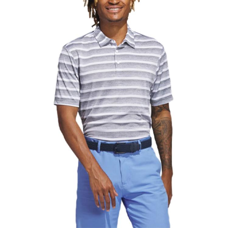 adidas Pánské polo tričko s pruhovaným barevným blokováním Šedé Bílé HR7983