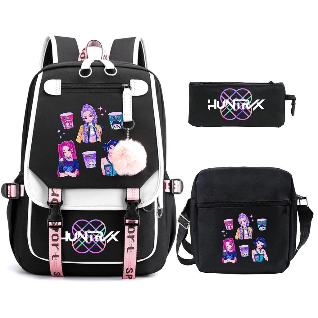 KPop Demon Hunters Korean version of student school bag children's backpack pencil bag set
