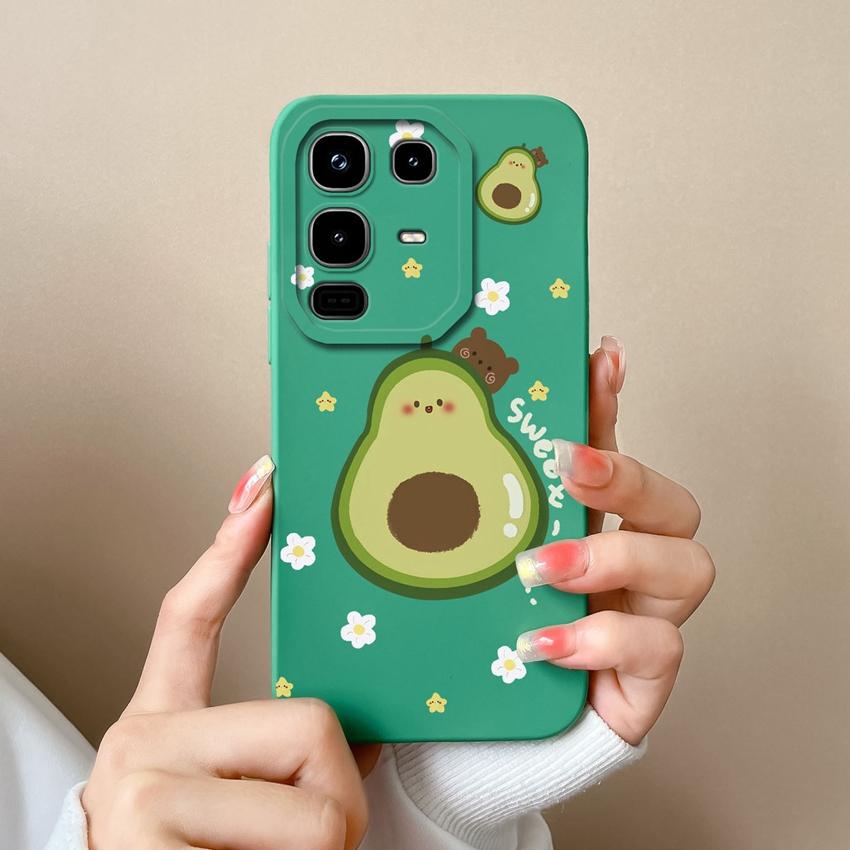 Phone Cover For Infinix Note 50 50X Pro Plus 50S Cute Cartoon Avocado Pattern Square Soft Liquid Silicone Advanced Dustproof Shell For Infinix Housing