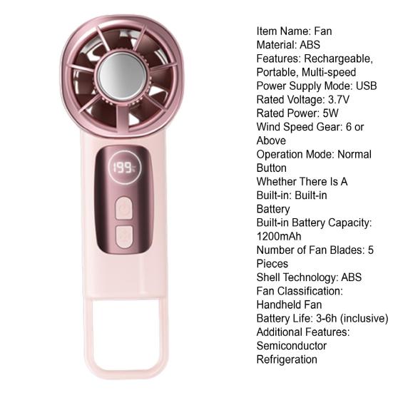Portable Handheld Fan USB Rechargeable Mini Fan Portable Lipstick-Sized Personal Cooling Device with Multi-Level Wind Speeds and Safety Net Design for