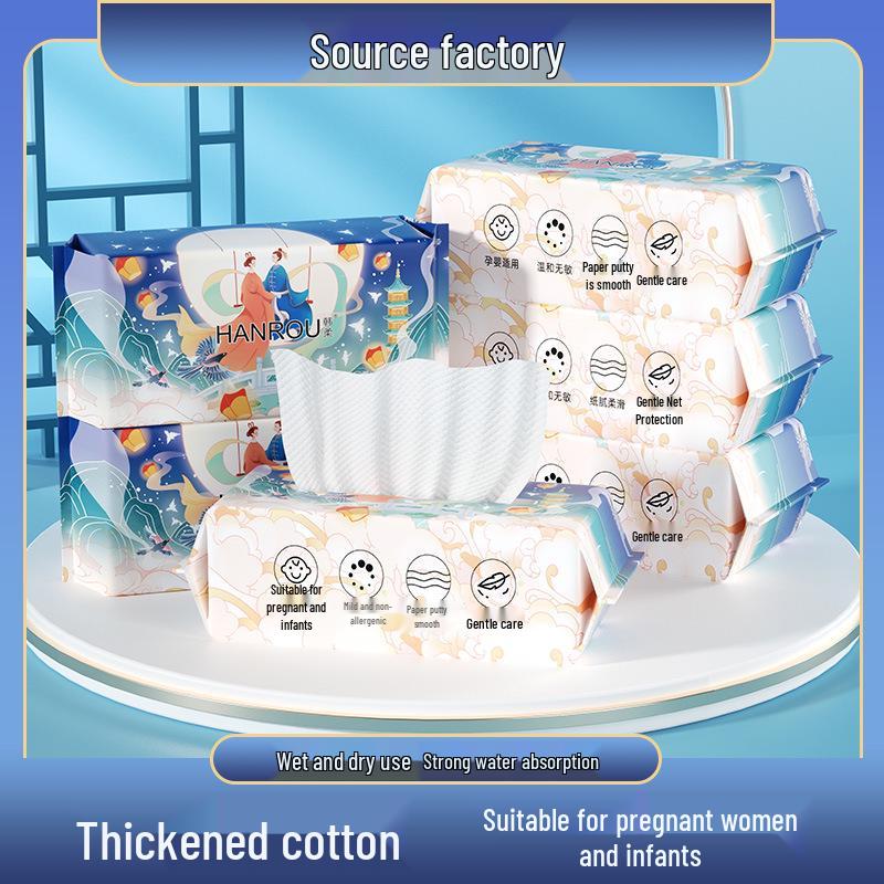 Engångs bomullshandduk för ansiktstvätt: Förtjockad, Mjuk, Dubbelanvändning för Våt- och Torrrengöring