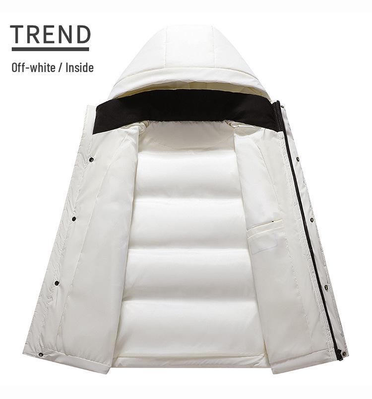 2025 Men's Winter White Duck Down Hooded Jacket - Thick, Windproof, Waterproof, Warm Outdoor Coat