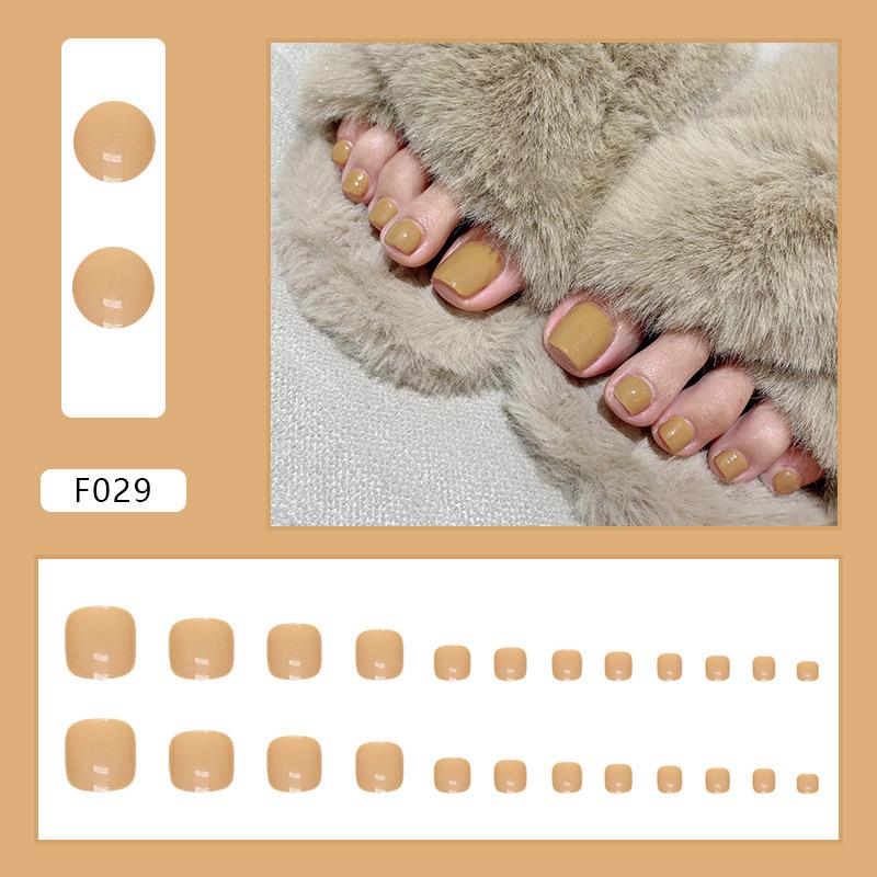 

24 Pack French Colorblock Finish Fake Toenails Full Coverage Waterproof False Toenails Manicure Embossing Tape Designs as the picture