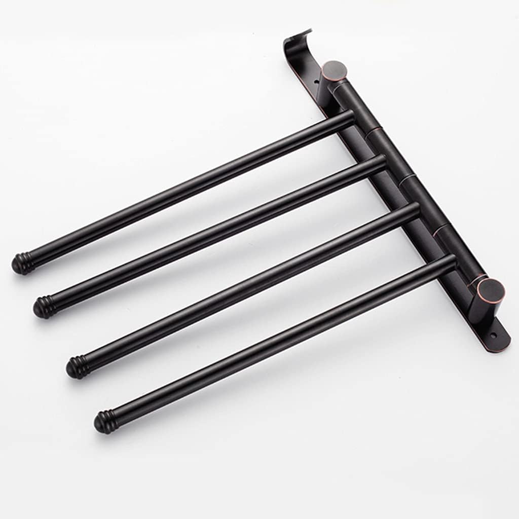 Black Swing Out Towel Bar, Bronze Oil Rubbed Folding Arm Swivel Hanger Bathroom Storage Organizer Rustproof Wall Mount, Swivel Towel Rack for Shower