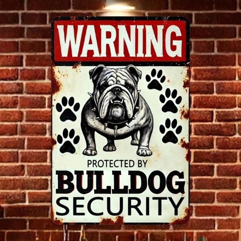 Metallposter Bulldog Sicherheitswarnung 20x30cm Aluminium Wandkunst Heimdekoration