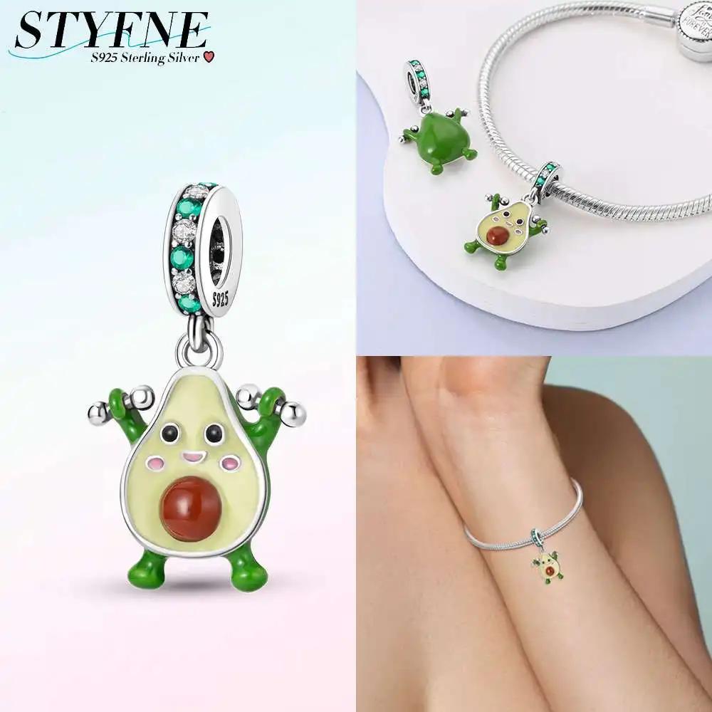 Cactus Avocado Pendant Diy Green Series Tree Charm Copper Beads Fit Original Bangle Charms Bracelet Women Jewelry