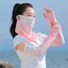 2Pcs/Set Face Guard Sun Protection Oversleeve Set, Ice Silk Cooling Fabric Arm Sleeves with Thumb Buckle Cuffs, for Outdoor Commuting Camping