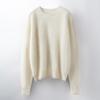 2025 Autumn/Winter Women's Seamless Knit Wool Sweater - Round Neck, Loose Fit, Plus Size, Long Sleeve Top