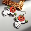 New Halloween Wooden Earrrings for Women Funny Creative Witch Ghost Pumpkin Flower Drop Earring Party Jewelry Hallowmas Gifts