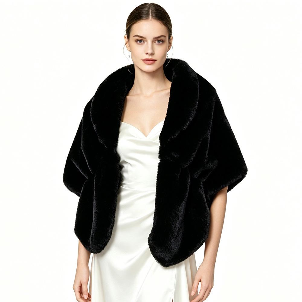 Imitation fur shawl lapel bridal cheongsam autumn and winter Rex rabbit hair cape spot elegant celebrity shoulder