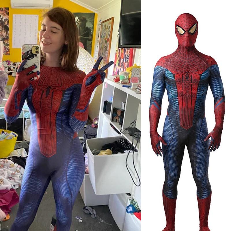 El Asombroso Traje de Spider-man Body de Spandex Azul y Rojo Para Niños y Adultos