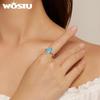 WOSTU 925 Sterling Silver Vintage Style Blue Demon's Eye Stackable Rings Party Jewelry Gift