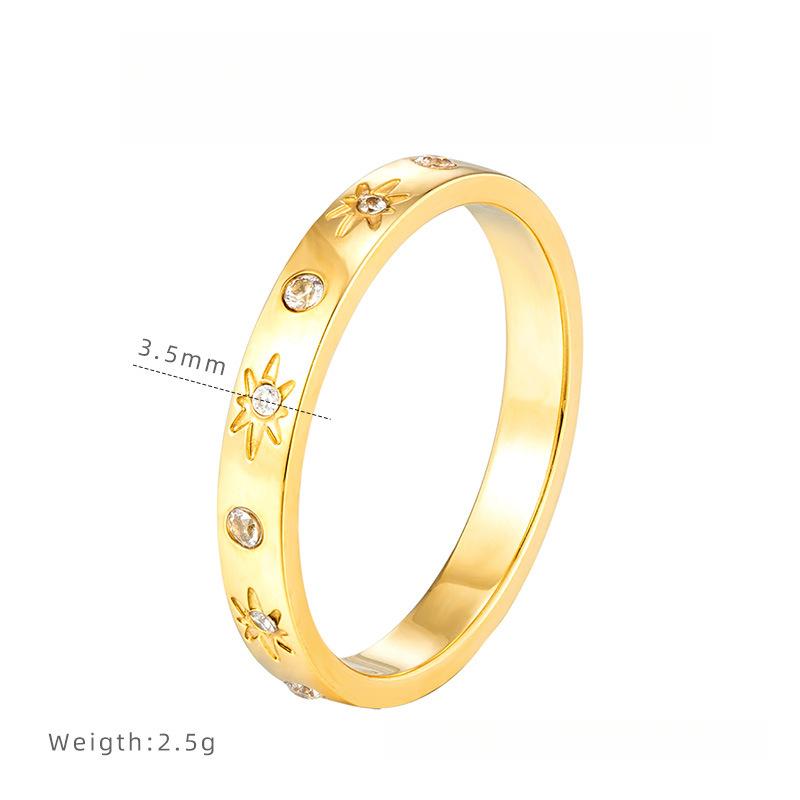 New Star Ring Niche Simple Diamond-encrusted Octagram Star Ring Girls Titanium Steel Jewelry