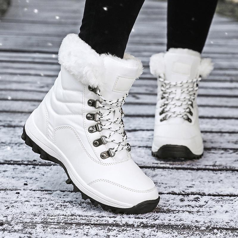 Women's Winter Suede Snow Boots, Thick Velvet Warm, Non-Slip Sole, Thick-Soled Cotton Boots