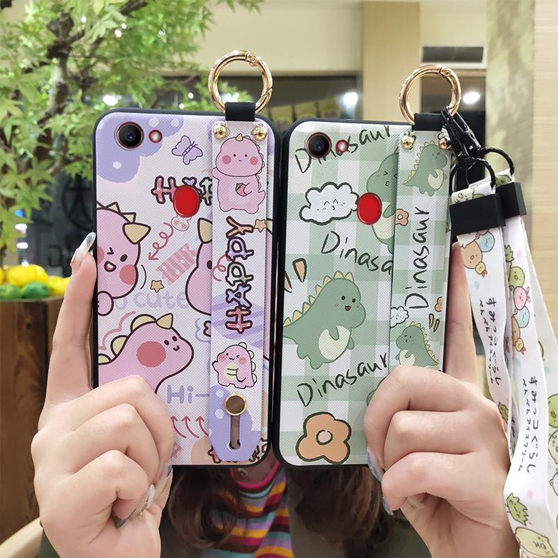 Kickstand Anti-knock Phone Case For OPPO F7 Ring Protective Wrist Strap Phone Holder Wristband Dirt-resistant Durable