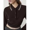 MD Fall and Winter New Women's Clothing French Preppy Style Short Stitching Polo Shirt Collar Long Sleeves Knitwear 5634609