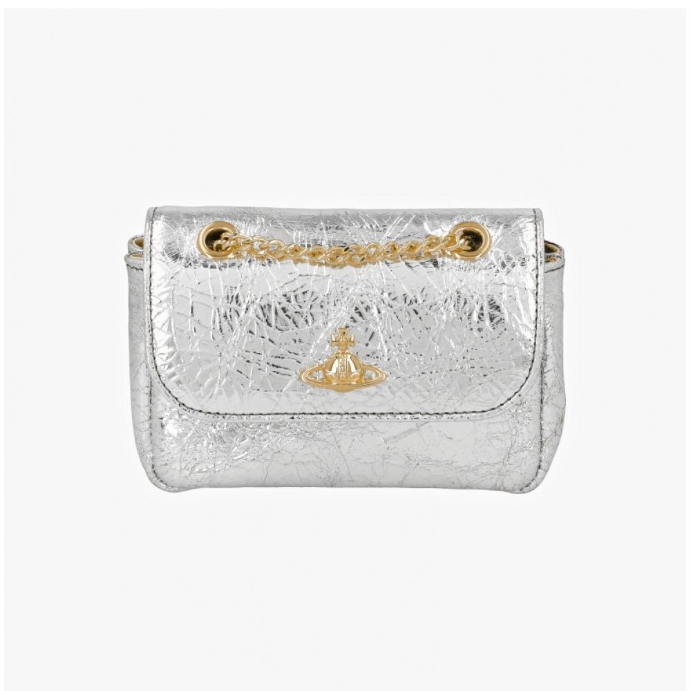 Vivienne Westwood Metallic Crinkle Small Pulse Chain Crossbody 5c01000bw L00a7 Q401
