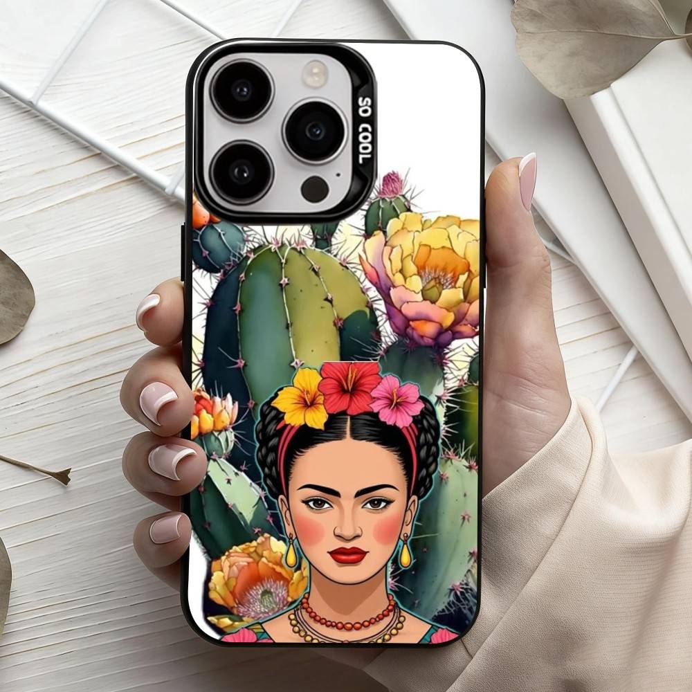 F-Frida-A K-Kahlo-g A-Art  Phone Case For iPhone17,16,15,14,13,12,11 Plus,Pro Max Black Candy Silver Plated Cover