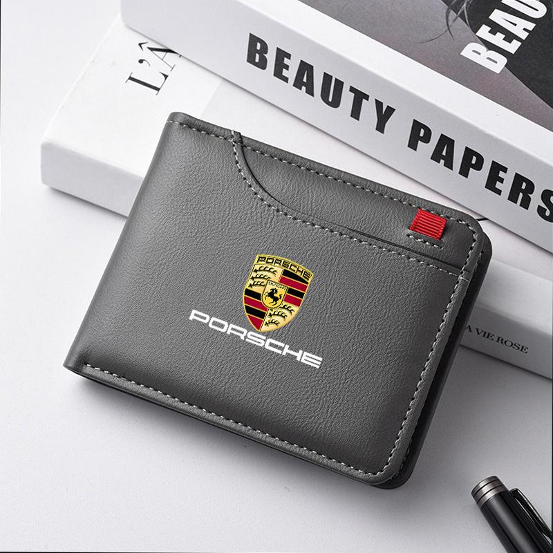 Leather Car Driver's License Cover Holder ID Credit Card Wallet For Porsche Panamera Cayenne Taycan 911 718 Macan Carrera-GT 928
