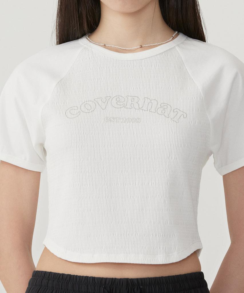 COVERNAT WOMAN Baby Fit Arch Cooper Logo Shirred T-Shirt White
