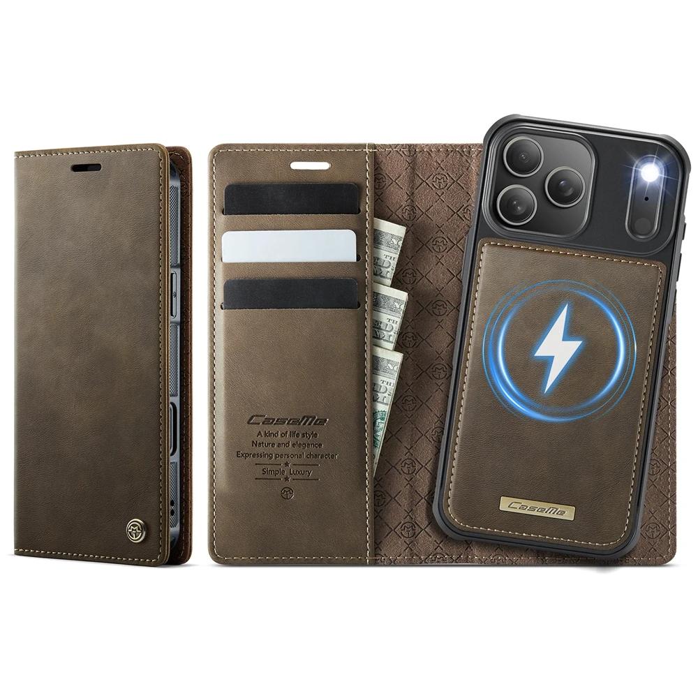 2 in 1 Wireless Charging Leather Flip Cover For iphone 17Air 17 Promax 16 Plus 15 Pro max 14 Pro 13 12 Wallet Case Cards Slots